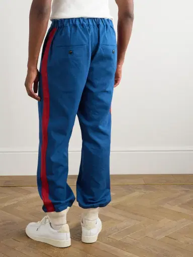 Visvim Bertone Tapered Grosgrain-Striped Cotton-Twill Trousers - Men | Thumbnail 4