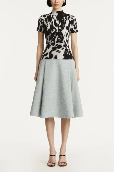Oscar de la Renta Cow Print Classic Mockneck Short Sleeve Tee | Thumbnail 2 Oscar de la Renta Cow Print Classic Mockneck Short Sleeve Tee | Thumbnail 2