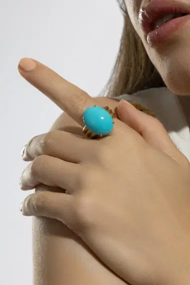 IRENE NEUWIRTH JEWELRY Turquoise Cabochon Heroic Ring | Thumbnail 3
