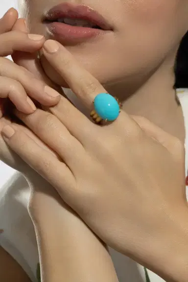 IRENE NEUWIRTH JEWELRY Turquoise Cabochon Heroic Ring | Thumbnail 4