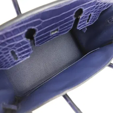 HERMÈS Pre-owned Hermes Birkin 30 Bleu Encre Touch Togo and Shiny Niloticus Crocodile Palladium Hardware | Thumbnail 8 HERMÈS Pre-owned Hermes Birkin 30 Bleu Encre Touch Togo and Shiny Niloticus Crocodile Palladium Hardware | Thumbnail 8