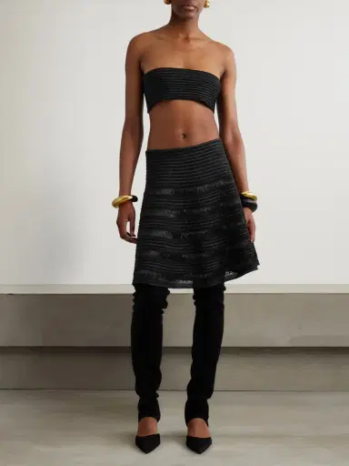 Alaïa Cropped Ribbed-knit Bandeau Top | Thumbnail 2 Alaïa Cropped Ribbed-knit Bandeau Top | Thumbnail 2
