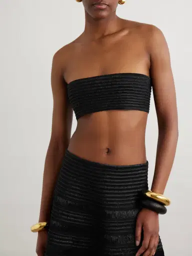 Alaïa Cropped Ribbed-knit Bandeau Top | Thumbnail 3 Alaïa Cropped Ribbed-knit Bandeau Top | Thumbnail 3