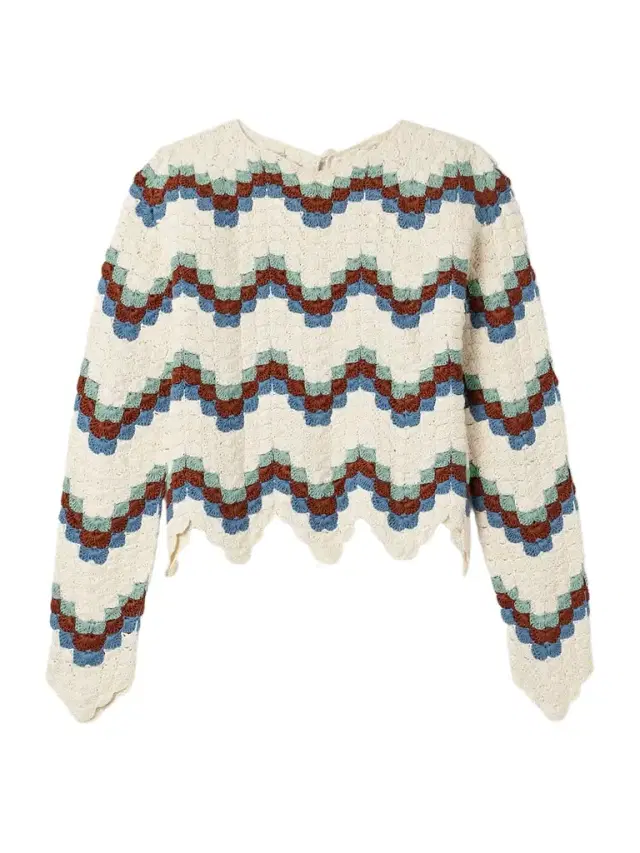 Safi Cropped Scalloped Crocheted Organic Cotton Top