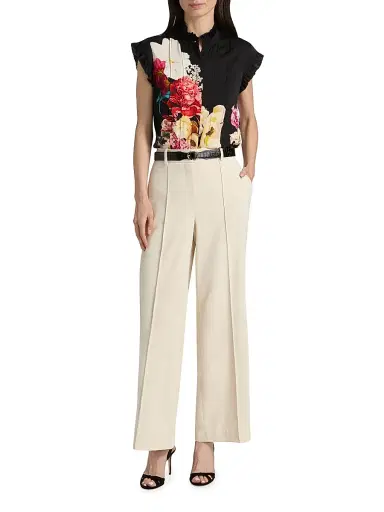 Elie Tahari Women's Jana Pintuck Relaxed-Fit Pants - Desert Sand | Thumbnail 2