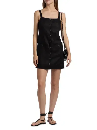 Veronica Beard Women's Nico Linen Minidress - Black | Thumbnail 2