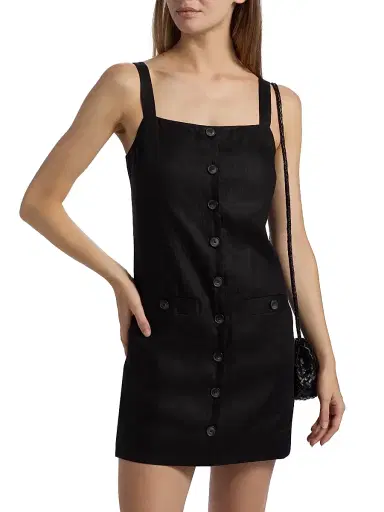 Veronica Beard Women's Nico Linen Minidress - Black | Thumbnail 3