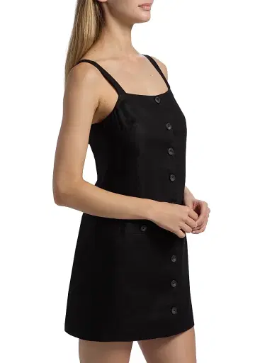 Veronica Beard Women's Nico Linen Minidress - Black | Thumbnail 4