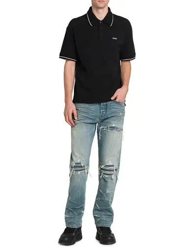 AMIRI Men's Logo Cotton Polo Shirt - Black - Size Small | Thumbnail 2 AMIRI Men's Logo Cotton Polo Shirt - Black - Size Small | Thumbnail 2