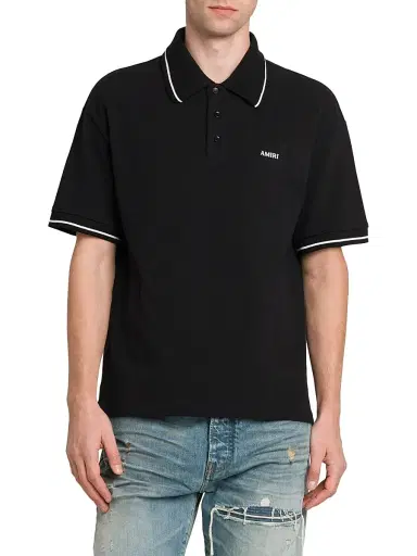 AMIRI Men's Logo Cotton Polo Shirt - Black - Size Small | Thumbnail 3 AMIRI Men's Logo Cotton Polo Shirt - Black - Size Small | Thumbnail 3
