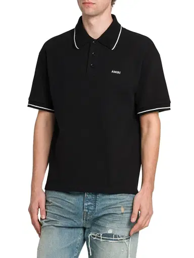 AMIRI Men's Logo Cotton Polo Shirt - Black - Size Small | Thumbnail 4 AMIRI Men's Logo Cotton Polo Shirt - Black - Size Small | Thumbnail 4