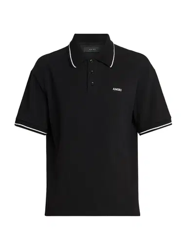 AMIRI Men's Logo Cotton Polo Shirt - Black - Size Small | Thumbnail 1 AMIRI Men's Logo Cotton Polo Shirt - Black - Size Small | Thumbnail 1