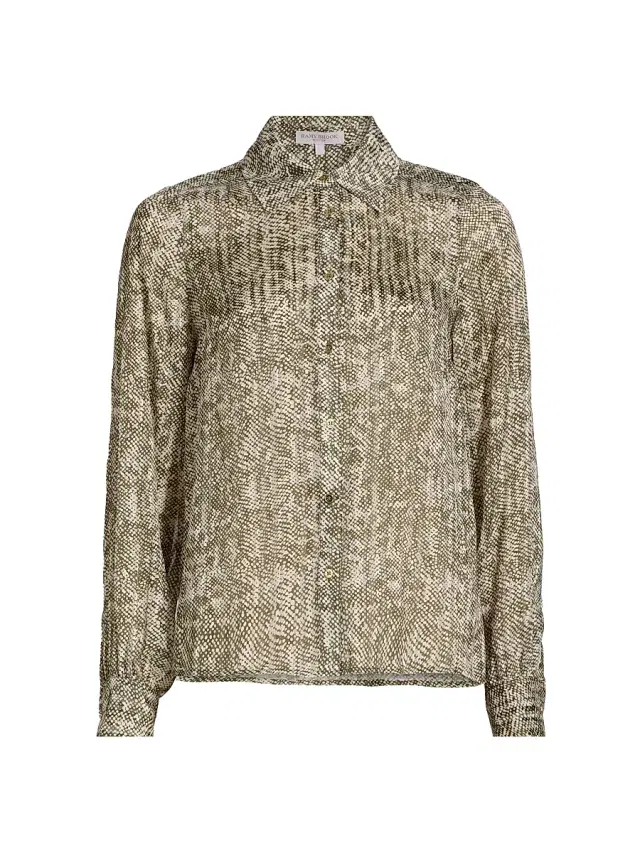 Ramy Brook Women's Pauline Printed Silk-Blend Blouse - Olive Baja Dot
