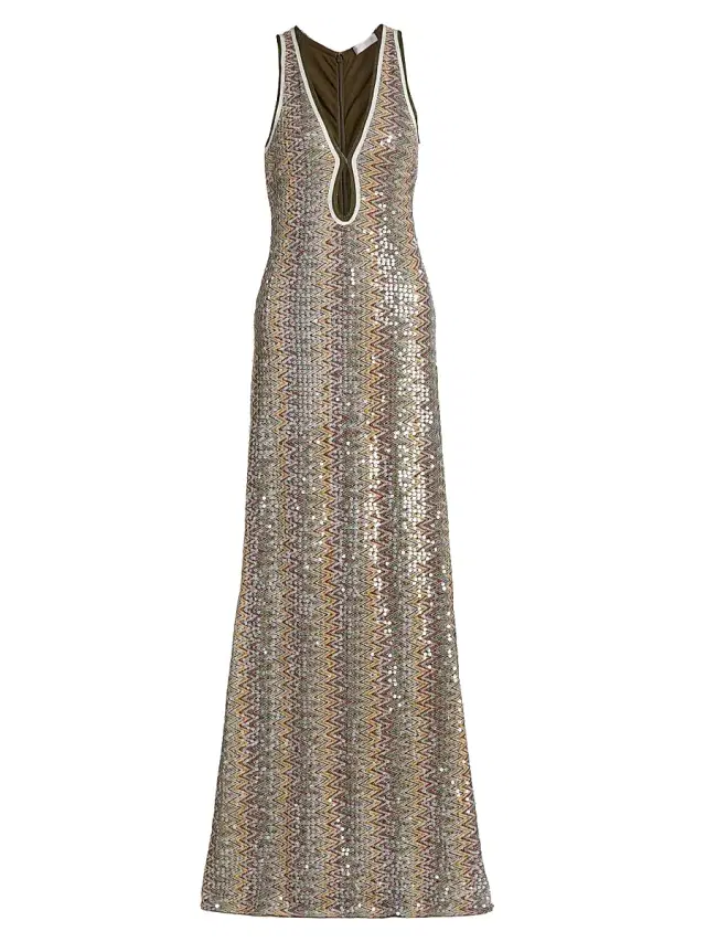 Ramy Brook Women's Lilia Sequin Chevron Knit Maxi Dress - Boca Sequin