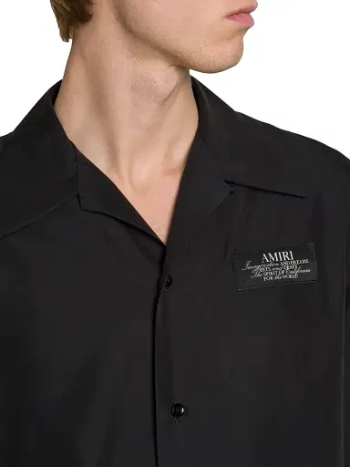 AMIRI Men's Spirit Logo Patch Bowling Shirt - Black - Size Small | Thumbnail 6 AMIRI Men's Spirit Logo Patch Bowling Shirt - Black - Size Small | Thumbnail 6