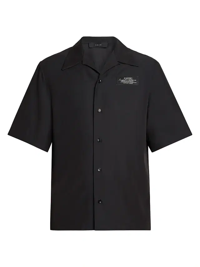 Amiri Men's Spirit Logo Patch Bowling Shirt - Black