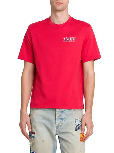 AMIRI Men's Bones Stacked Cotton Crewneck T-Shirt - Red - Size Medium | Thumbnail 3