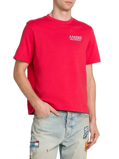 AMIRI Men's Bones Stacked Cotton Crewneck T-Shirt - Red - Size Medium | Thumbnail 4