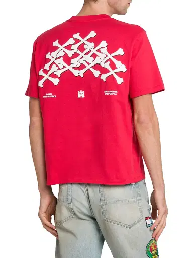 AMIRI Men's Bones Stacked Cotton Crewneck T-Shirt - Red - Size Medium | Thumbnail 5