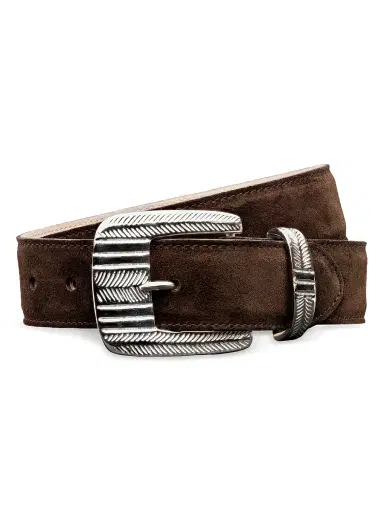 L'Agence Women's Aya Suede Belt - Chocolate - Size Large | Thumbnail 2