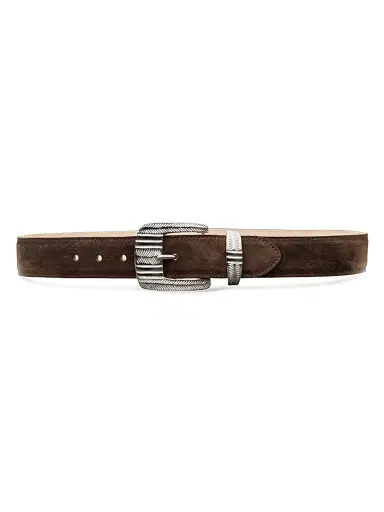 L'Agence Women's Aya Suede Belt - Chocolate - Size Large | Thumbnail 1