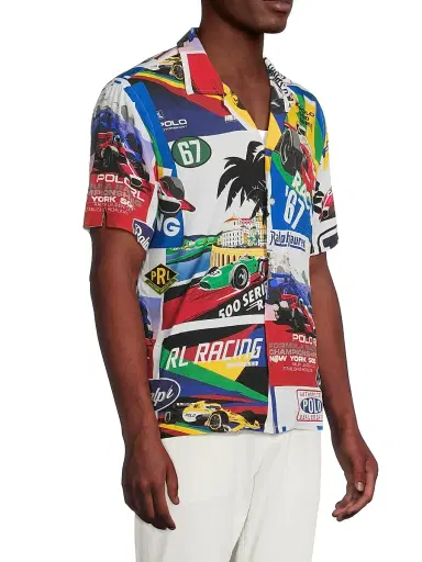 Polo Ralph Lauren Men's Classic-Fit Racing-Print Camp Shirt - Race Poster | Thumbnail 4