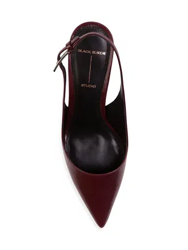 Black Suede Studio Women's Branca 65MM Slingback Pumps - Bordeaux Leather | Thumbnail 5 Black Suede Studio Women's Branca 65MM Slingback Pumps - Bordeaux Leather | Thumbnail 5