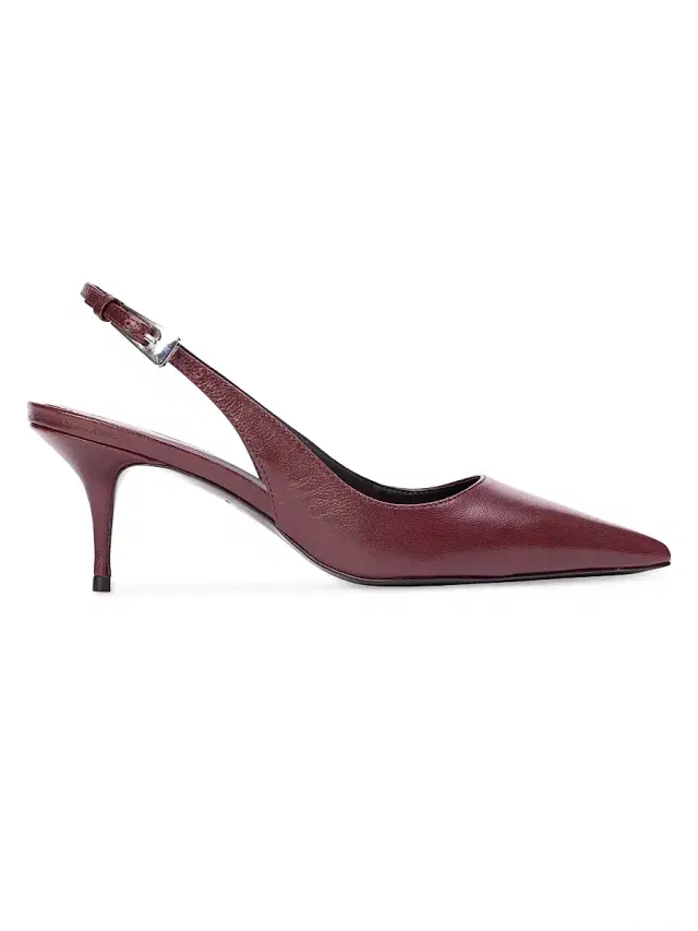 Black Suede Studio Women's Branca 65MM Slingback Pumps - Bordeaux Leather