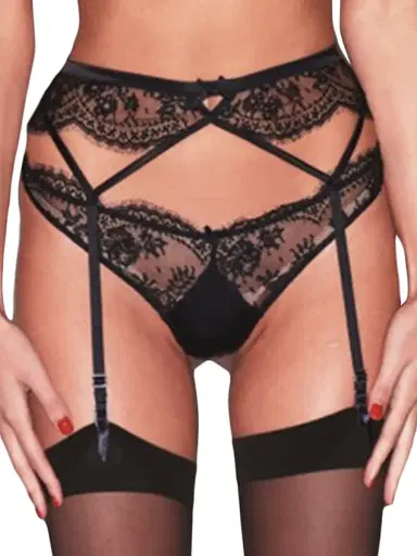 Fleur du Mal Women's Frankie Lace Thong - Black - Size XL | Thumbnail 3