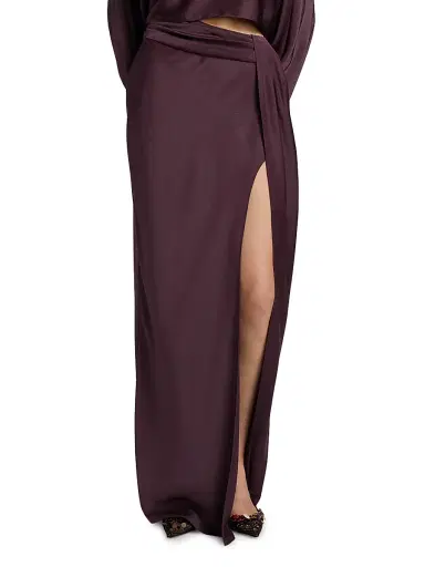 Lapointe Women's Satin Slit Maxi Skirt | Thumbnail 3 Lapointe Women's Satin Slit Maxi Skirt | Thumbnail 3
