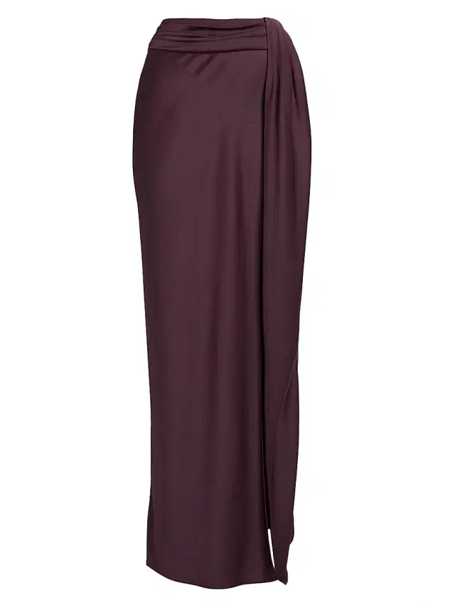 Women's Satin Slit Maxi Skirt - Mulberry