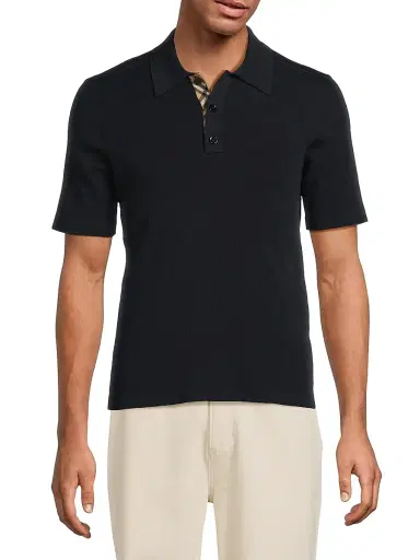 Burberry Men's Marcus Wool Polo Shirt - Navy - Size XXL | Thumbnail 3