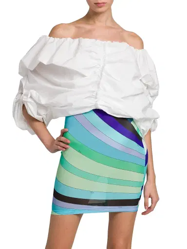 Pucci Women's Ruched Cotton Poplin Top - Bianco | Thumbnail 3 Pucci Women's Ruched Cotton Poplin Top - Bianco | Thumbnail 3