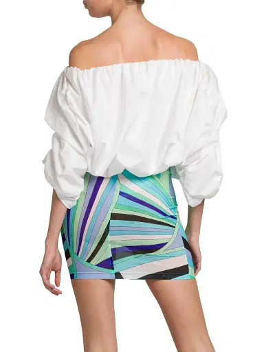 Pucci Women's Ruched Cotton Poplin Top - Bianco | Thumbnail 5 Pucci Women's Ruched Cotton Poplin Top - Bianco | Thumbnail 5