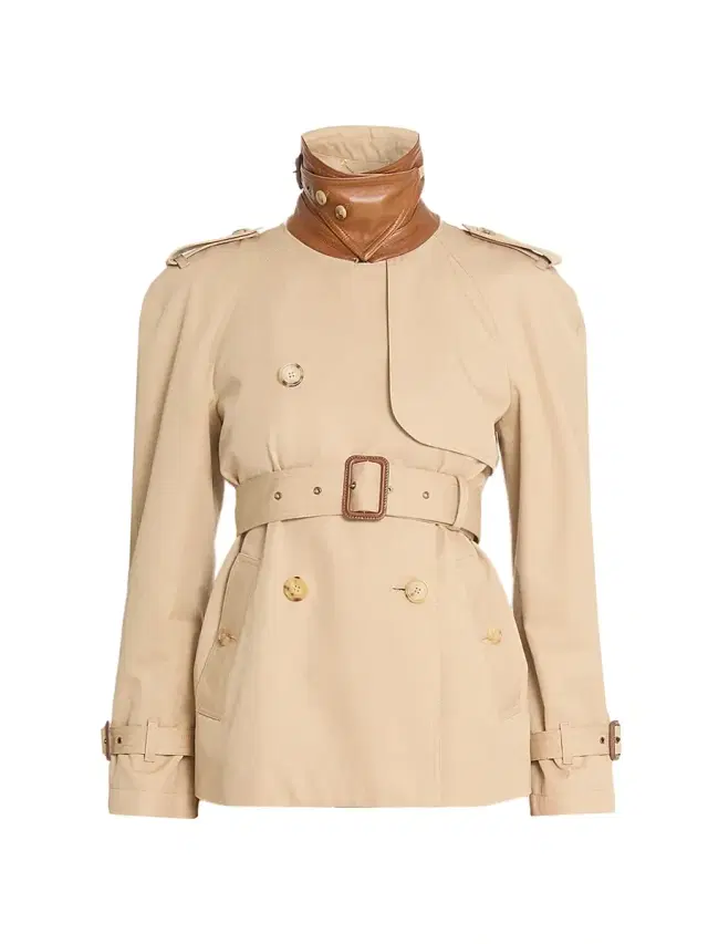 Women's Canvas Leather-Accented Trench Jacket - Worn Brown
