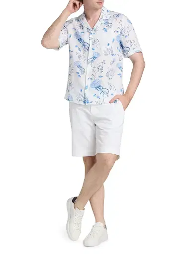 Vilebrequin Men's Medusa & Shells Linen Camp Shirt - Blanc - Size XL | Thumbnail 2 Vilebrequin Men's Medusa & Shells Linen Camp Shirt - Blanc - Size XL | Thumbnail 2
