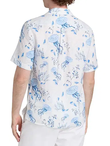 Vilebrequin Men's Medusa & Shells Linen Camp Shirt - Blanc - Size XL | Thumbnail 5 Vilebrequin Men's Medusa & Shells Linen Camp Shirt - Blanc - Size XL | Thumbnail 5