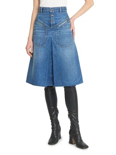 Chloé Women's Reverse Jean Denim Skirt - Hazy Blue | Thumbnail 3 Chloé Women's Reverse Jean Denim Skirt - Hazy Blue | Thumbnail 3