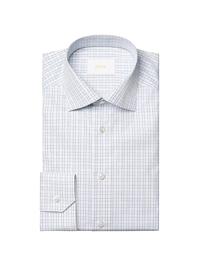 Eton Men's Contemporary-Fit Check Elevated Shirt - Blue