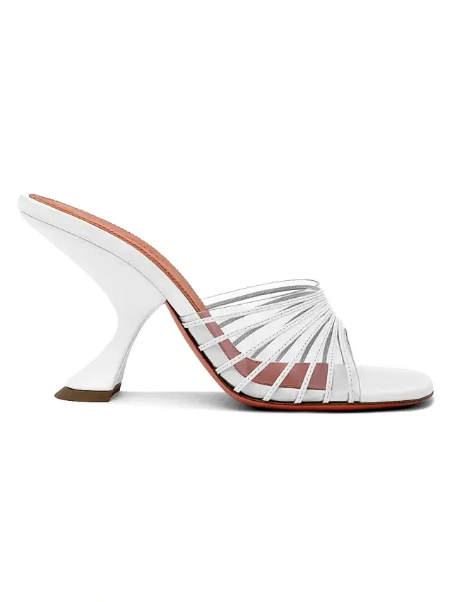 Amina Muaddi Women's Taylor 0MM PVC & Leather Mules - Nappa White Pvc Transparent