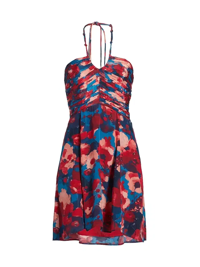 Maria Cher Women's Liniers Tori Floral Crepe Ruched Minidress - Red