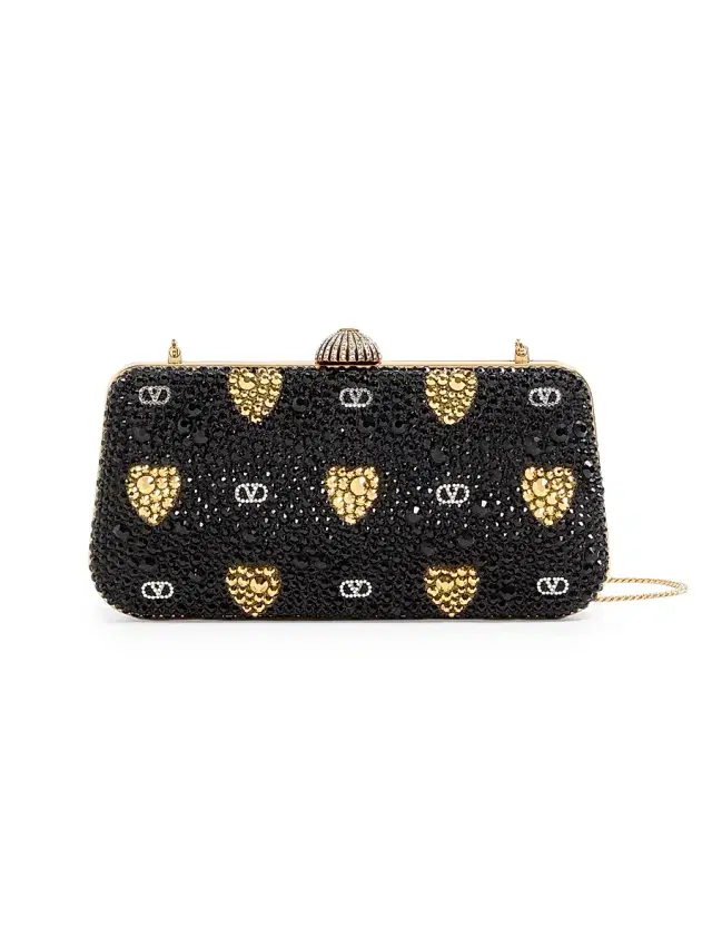 Valentino Garavani Women's Carry Secrets Minaudiere Clutch with Rhinestone - Black Gold Crystal