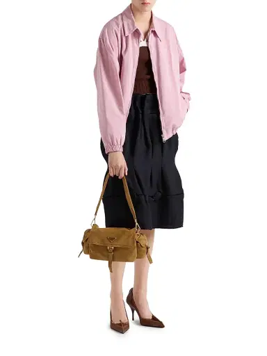 Prada Women's Explore Medium Suede Shoulder Bag - Brown | Thumbnail 2 Prada Women's Explore Medium Suede Shoulder Bag - Brown | Thumbnail 2