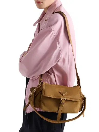 Prada Women's Explore Medium Suede Shoulder Bag - Brown | Thumbnail 3 Prada Women's Explore Medium Suede Shoulder Bag - Brown | Thumbnail 3