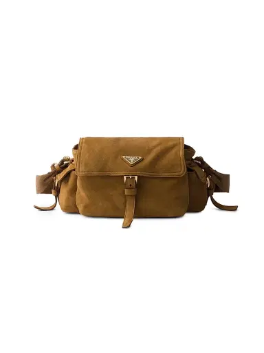 Prada Women's Explore Medium Suede Shoulder Bag - Brown | Thumbnail 1 Prada Women's Explore Medium Suede Shoulder Bag - Brown | Thumbnail 1