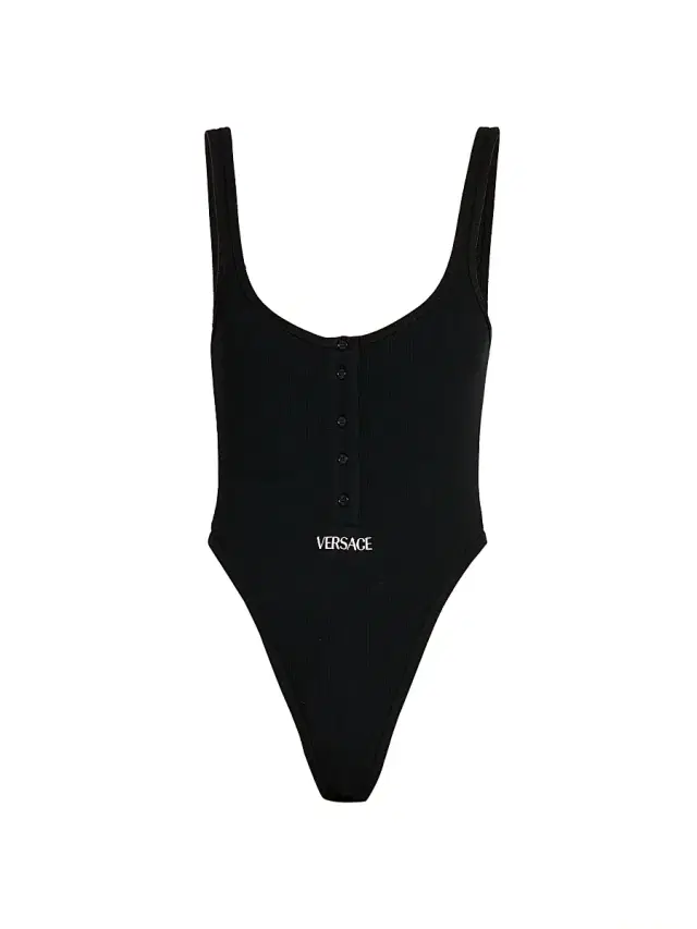 Women's Rib-Knit Stretch-Cotton Bodysuit - Black