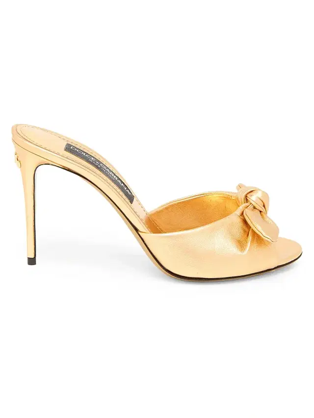 Women's Special Opportunities Bow Leather Stiletto-Heel Sandals - Oro