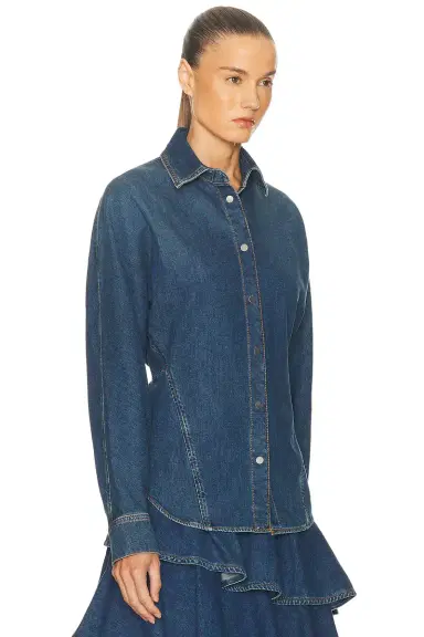 ALAÏA ALAΪA Curved Denim Shirt | Thumbnail 2 ALAÏA ALAΪA Curved Denim Shirt | Thumbnail 2