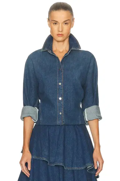 ALAÏA ALAΪA Curved Denim Shirt | Thumbnail 1 ALAÏA ALAΪA Curved Denim Shirt | Thumbnail 1