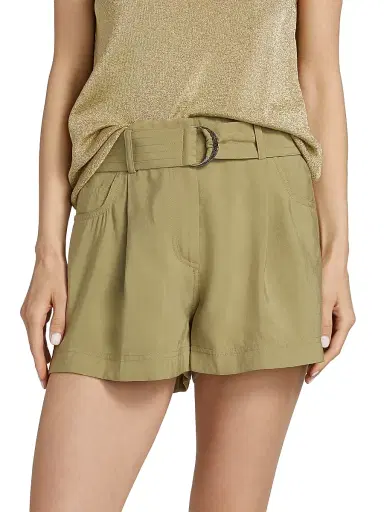 Ba&sh Women's Demie Belted Pleated-Front Shorts - Khaki - Size XL | Thumbnail 3